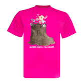 "Muddy Boots, Full Heart" Novelty Adults Pink T-Shirt