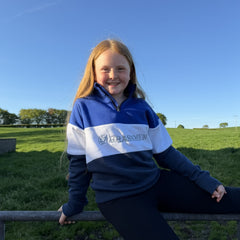 GRASSMEN Blue, White & Navy - Kids Unisex Cotton Quarter Zip