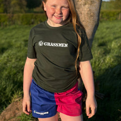 GRASSMEN Blue & Pink - Kids Unisex Harlequin Two Toned Shorts