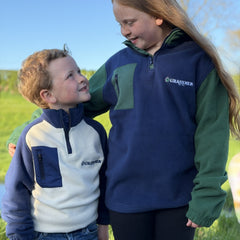 GRASSMEN Green/Navy Kids Sherpa Quarter Zip Fleece