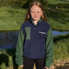 GRASSMEN Green/Navy Kids Sherpa Quarter Zip Fleece