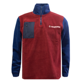 GRASSMEN Adults Sherpa 1/4 Zip Polar Sherpa Fleece Burgundy & Navy