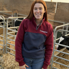 GRASSMEN Burgundy, Navy & White - Adults Unisex Cotton Quarter Zip