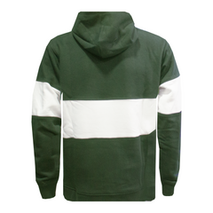 GRASSMEN Heavyweight Contrast Panelled Hoodie - Bottle Green/White