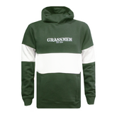 GRASSMEN Heavyweight Contrast Panelled Hoodie - Bottle Green/White