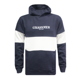 GRASSMEN Heavyweight Contrast Panelled Hoodie - Navy/White