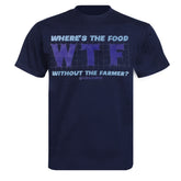 "WTF - Where's the Food without the Farmer" Novelty Adults Navy T-Shirt