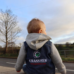 GRASSMEN Denim jacket with fleece hood and sleeves