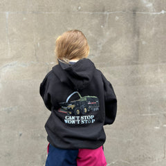 "Can't Stop, Won't Stop!" Kids Black Hoodie