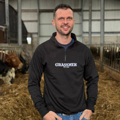 "No Farmers. No Food. No Future." Adults Black Pro 1/4 Zip Sweatshirt