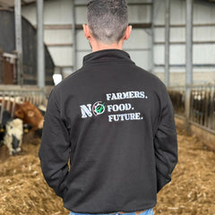 "No Farmers. No Food. No Future." Adults Black Pro 1/4 Zip Sweatshirt