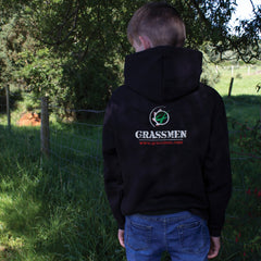 "GRASSMEN" Kids Black Hoodie