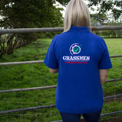 "GRASSMEN"Unisex Adults Royal Blue Polo Shirt