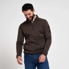 Jack Pyke Mens Melange Quarter Zip Fleece Brown