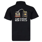 "Can't Stop, Won't Stop!" Unisex Adults Black Polo Shirt
