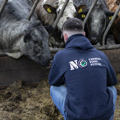 "NO FARMERS. NO FOOD. NO FUTURE." Unisex Adults Navy Hoodie
