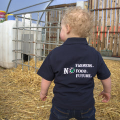 "NO FARMERS. NO FOOD. NO FUTURE." Unisex Kids Navy Polo Shirt