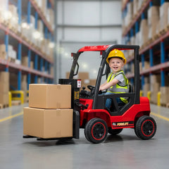 Kids’ 12V Electric Forklift Ride-On with Pallet & Parental Control