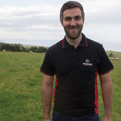 "GRASSMEN" Unisex Adults Two Toned Black & Red Polo Shirt