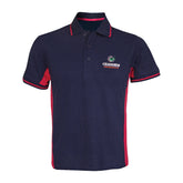red and navy two tone polo shirt