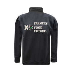 "No Farmers. No Food. No Future." Adults Black Pro 1/4 Zip Sweatshirt