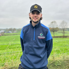 "GRASSMEN" Adults Prime Two Toned 1/4 Zip Sweater Navy/Cobalt