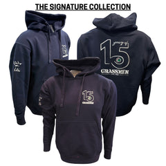 "15 Year's of GRASSMEN" Adults Navy Anniversary Hoodie "Signature Collection"