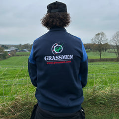 "GRASSMEN" Adults Prime Two Toned 1/4 Zip Sweater Navy/Cobalt