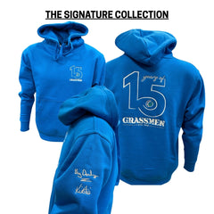 "15 Year's of GRASSMEN" Adults Blue Anniversary Hoodie "Signature Collection"