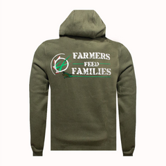 "Farmers Feed Families" Adults Khaki Green Hoodie