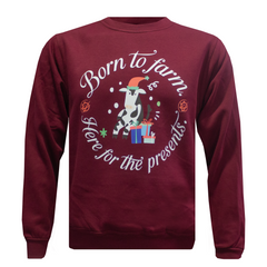 Born to Farm, Here for the Presents Adults Christmas Sweatshirt