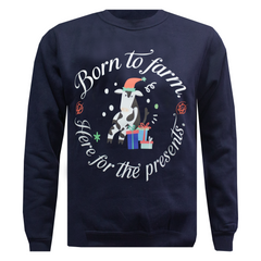 Born to Farm, Here for the Presents Adults Christmas Sweatshirt