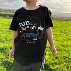 "Fun on the Farm" Novelty Kids Black T-Shirt