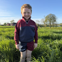 GRASSMEN Burgundy, Navy & White  - Kids Unisex Cotton Quarter Zip