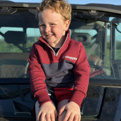 GRASSMEN Burgundy, Navy & White  - Kids Unisex Cotton Quarter Zip