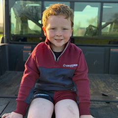 GRASSMEN Burgundy & Navy - Kids Unisex Harlequin Two Toned Shorts