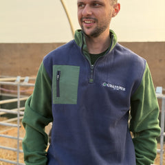 GRASSMEN Green/Navy Adults Sherpa Quarter Zip Fleece (OVERSIZED FITMENT)