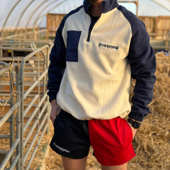 GRASSMEN Red & Navy - Adults Unisex Harlequin Two Toned Shorts
