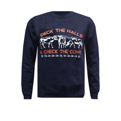 GRASSMEN Deck the Halls & Check the Cows Kids Christmas Sweatshirt