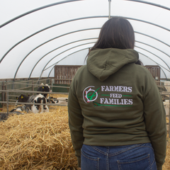 "Farmers Feed Families" Adults Khaki Green Hoodie