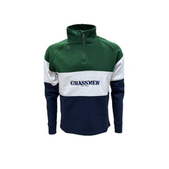 GRASSMEN Green, White & Navy- Kids Cotton Quarter Zip