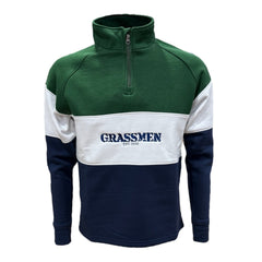 GRASSMEN Green, White & Navy- Adults Unisex Cotton Quarter Zip