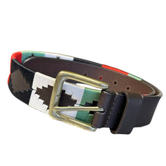 "GRASSMEN" Leather Polo Belt - Black, Green, White & Red