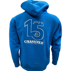 "15 Year's of GRASSMEN" Adults Blue Anniversary Hoodie "Signature Collection"