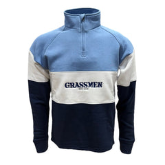 GRASSMEN Sky Blue, White & Navy- Adults Unisex Cotton Quarter Zip