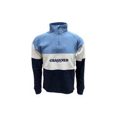 GRASSMEN Sky Blue, White & Navy - Kids Cotton Quarter Zip