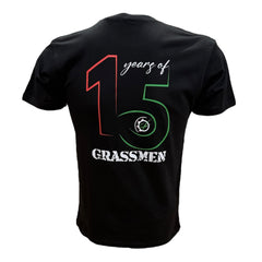 "15 Year's of GRASSMEN" Adults Unisex Black Anniversary T-Shirt