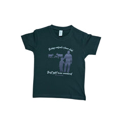 "Being raised a farm kid, Best gift ever received" Novelty Kids Bottle Green T-Shirt