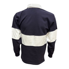"GRASSMEN" LUX. Unisex Adults Panelled Rugby Top Navy/White