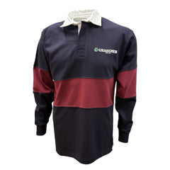 "GRASSMEN" LUX. Unisex Adults Panelled Rugby Top Navy/Burgundy